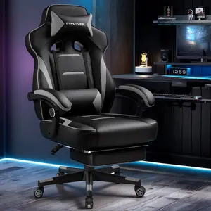 GTPLAYER Gaming Chair with Footrest, Big and Tall Game Chair 350lb Racing Style Computer Chair, Ergonomic Executive Office Chair High Back with Lumbar Support and Recliner