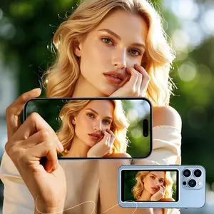Mobile Screen Mirroring Device, Wireless Rear Camera Selfie Display Monitor, Magnetic Selfie Screen for Influencers, Mobile Phone Accessories