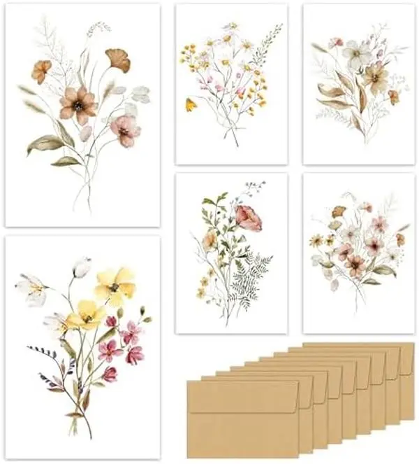 Blank Cards Blank Greeting Cards 4x6,30 Pack 6 Assorted Floral Designs Blank Greet Cards Envelopes Note Cards