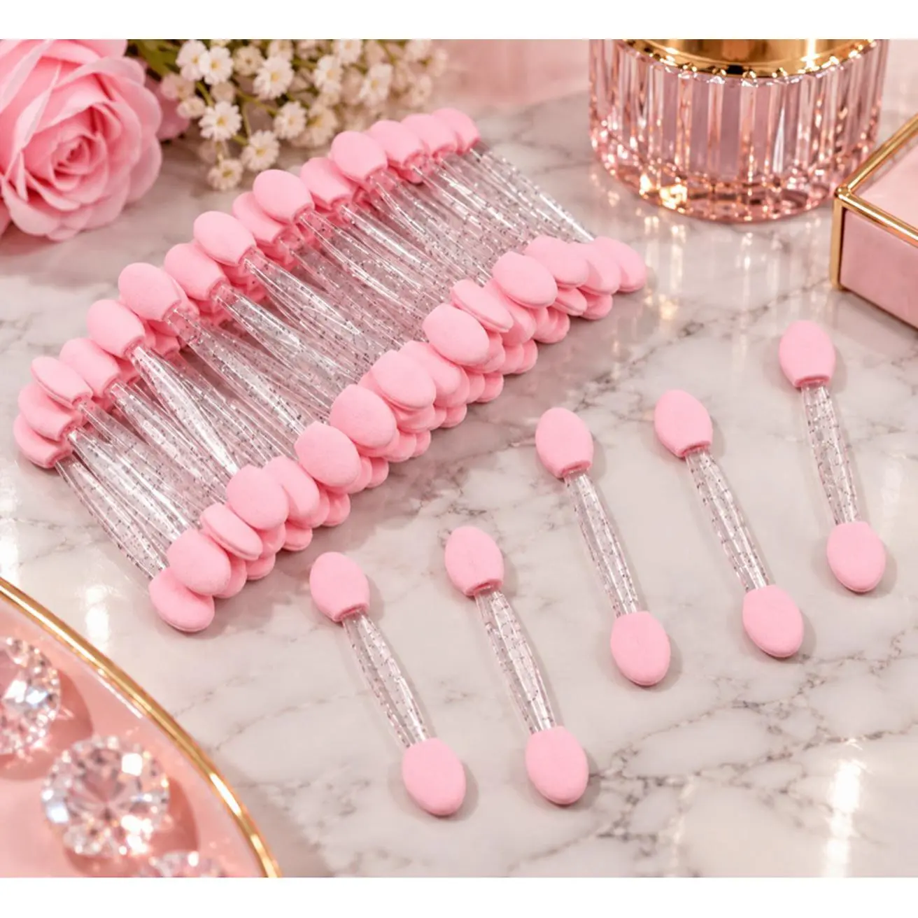 Double Sided Eyeshadow Makeup Brushes & Nail Powder Applicator Set 4 Pieces for Precise Application and Versatile Use