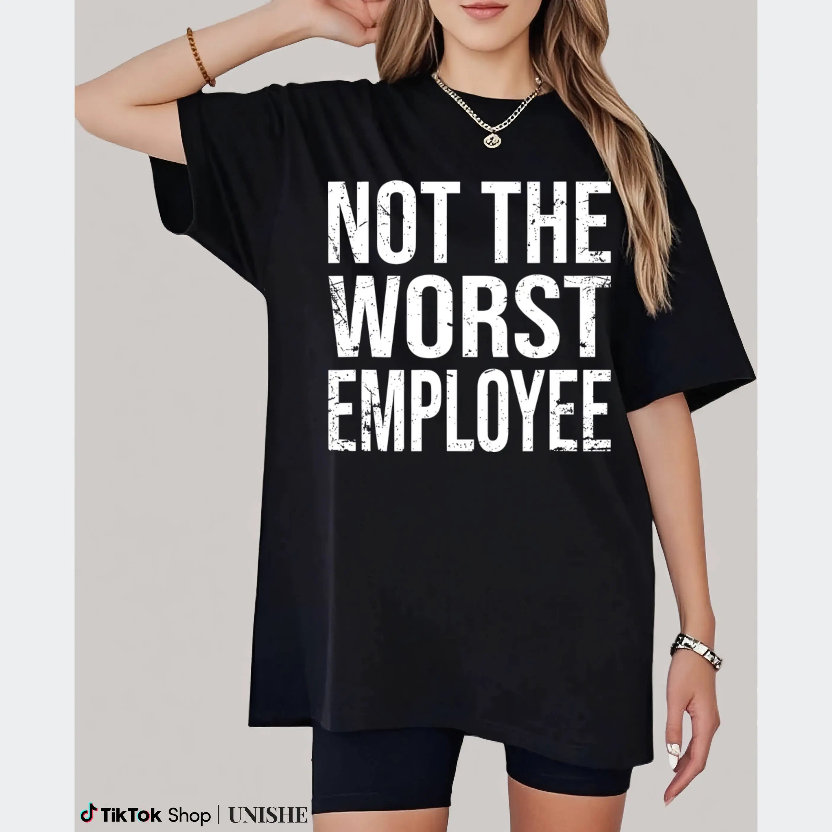 "Not The Worst Employee" Graphic T-Shirt, Funny Sarcasm Tee in 100% Cotton, Casual Unisex Fit with Fade-Free Print for Work & Sports, Fabric