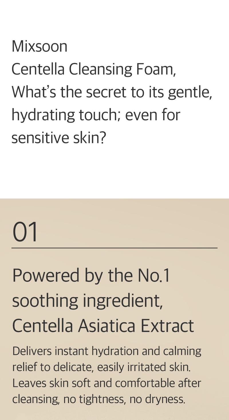 [mixsoon Official Shop] Centella Cleansing Foam 5.07 fl.oz / 150ml - Low pH cleansing foam for soothing and moisturization, Korean Glass Skin Care