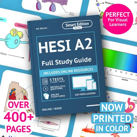 Smart Edition Color-Printed Nursing HESI A2 Study Guide Workbook (Office Stationery) - HESI A2 Exam Prep, 5 Realistic Practice Tests, 100 Video Lessons, Visual Focus Online Access, Mobile App Access, Topic-Specific Flashcards, Smooth Learning Experience