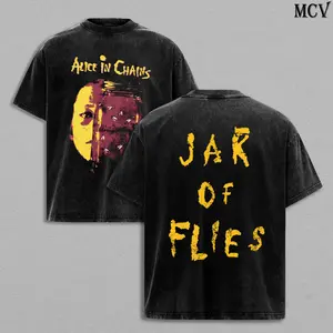 Alice In Chains Band Tee Washed – Jar Of Flies 1994 Vintage Heavy Cotton Oversize Unisex Grunge Rock Graphic T-Shirt, Alice In Chains Hoodie & Sweatshirt Retro Seattle Grunge Streetwear Concert Tour Fan Merch Collector Top for Men and Women Fans