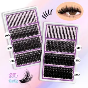 Natural Thin & Dense D Curl Lashes, Fairy Hair 12-18mm Mixed Cluster Eyelash Extensions, Ultra Soft Lightweight Design, Daily Use, Volumized False Eyelashes