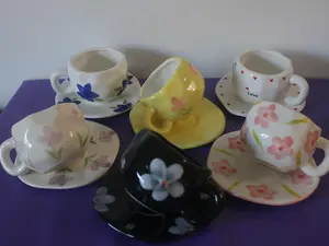 Juvnixs Handmade Classic 300ml Ceramic Coffee Cup & Irregular Saucer Set Luxury Tea & Coffee Mug Gift for Couples Elegant Handcrafted Design