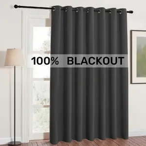 Single Panel Blackout Curtain, Simple Solid Color Design, Eyelet Top, Coated Lining, Perfect for Living Room, Office, Bedroom, Christmas Theme, Privacy Grommet Curtains