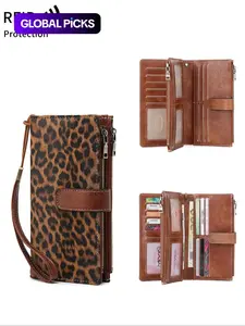 Fashion Leopard Pattern Zipper Long Wallet, CasualVersatile Stylish Wallet for Women, Trendy All-match &Exquisite Wallet for Birthday Gift，Christmas Gift, Valentine's Day Gift, Ideal Gift, Fashionable Wallet, Durable Fashion Wallet