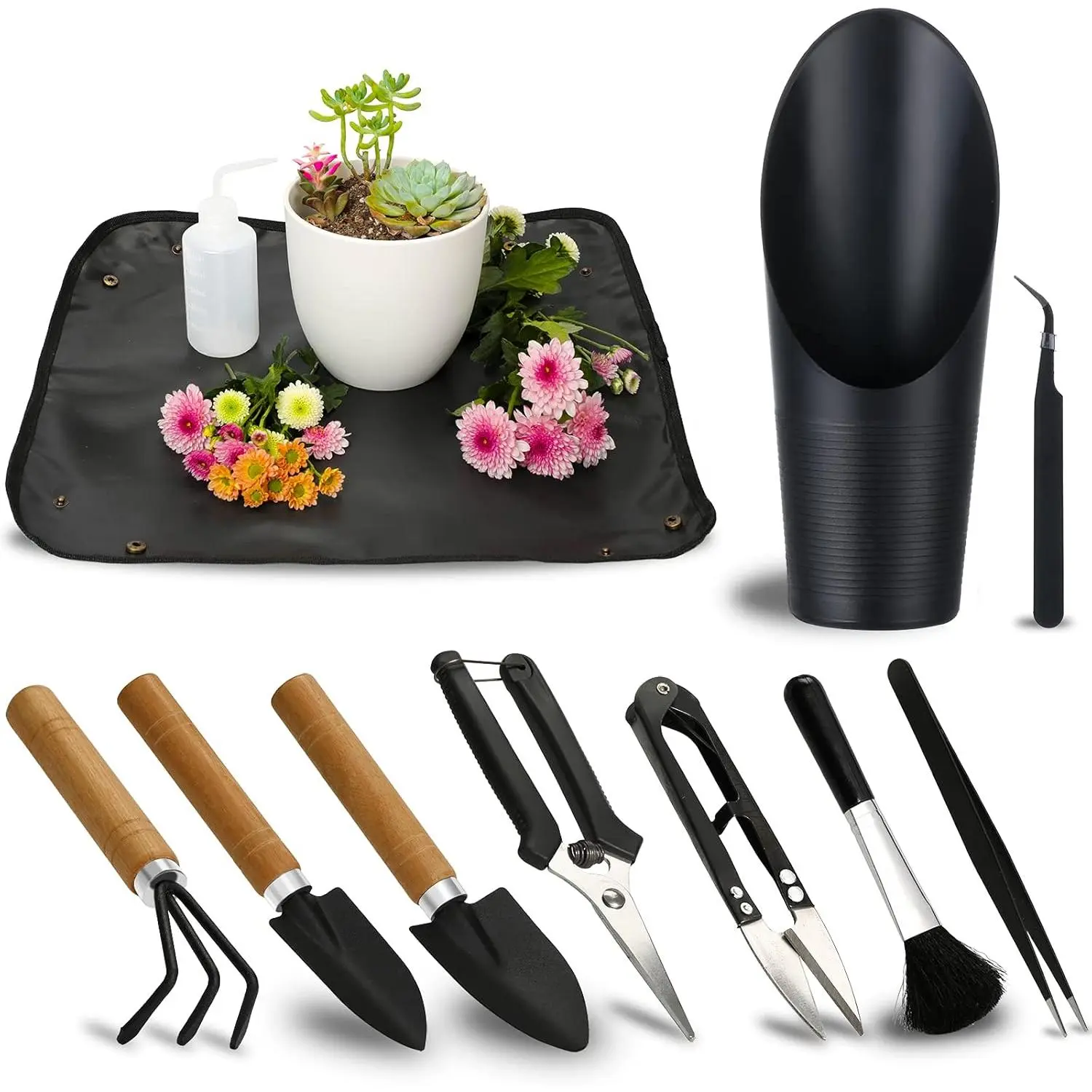 11 Pieces Succulent Plant Tools, Mini Garden Tools, Succulent Plant Watering Tools as Plant Accessories, Succulent Plant Gardening Hand Tool Set for Seedling Soil, Succulent Plant Care, Indoor Plants, Gift for Women (Pots Not Included)