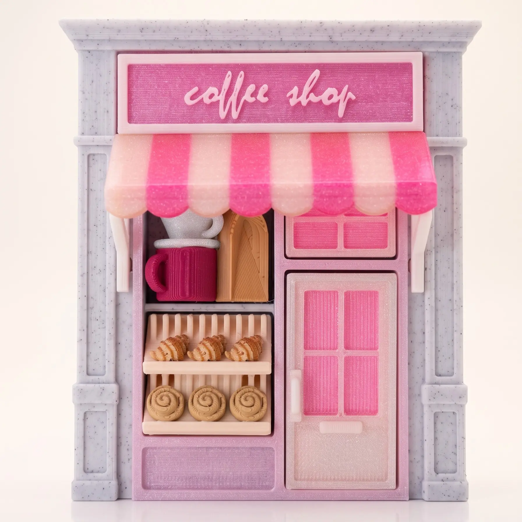 Coffee Shop Fidget Clicker Toy | Mini Cafe Storefront Sensory Push Button Bakery Desk Fidget