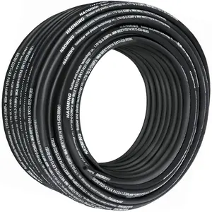 VEVOR Hydraulic Hose 328 Feet Rubber Hydraulic Hoses with 2 High-Tensile Steel Wire Braid, Inner Diameter 3/8 Inch, 5000 PSI Max, Bulk Hydraulic Hose -40 ° F to 250 ° F, Hydraulic Oil Flexible Hose