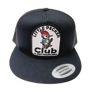 Little Pecker Club Lil Gents Making Dents Mesh Snapback Embroidered Flat Bill Trucker Hat Black
