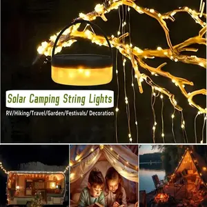 Solar Camping String Lights, 39.4ft Fairy String Lights 150leds, Portable Waterproof Camping Lamp, 8 Lighting Modes, Remote Control