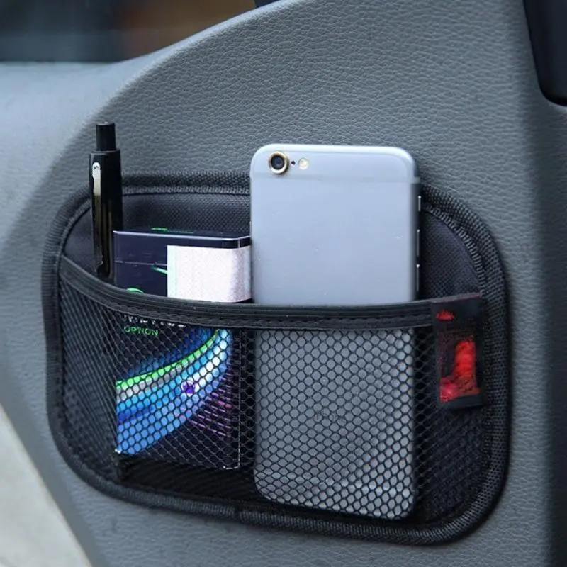 1pc Car Storage Net Pocket, Oxford Fabric Mesh Bag, Auto Interior Phones Coins Cards Keys Organizer, Stowing Tidying, Car Console Organizer