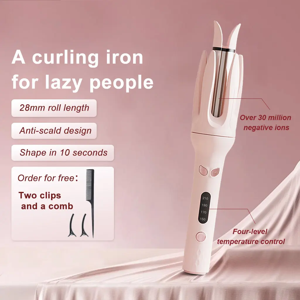 28mm Automatic Curling Tool Hair Curler 4-Speed Adjustable Temperature Hair Styler with Smart LED Screen & Anti-Scald Design - Perfect for Effortless At-Home Styling, Quick Travel Beauty Solutions, Ideal Gift for Girls Seeking Salon-Quality Waves