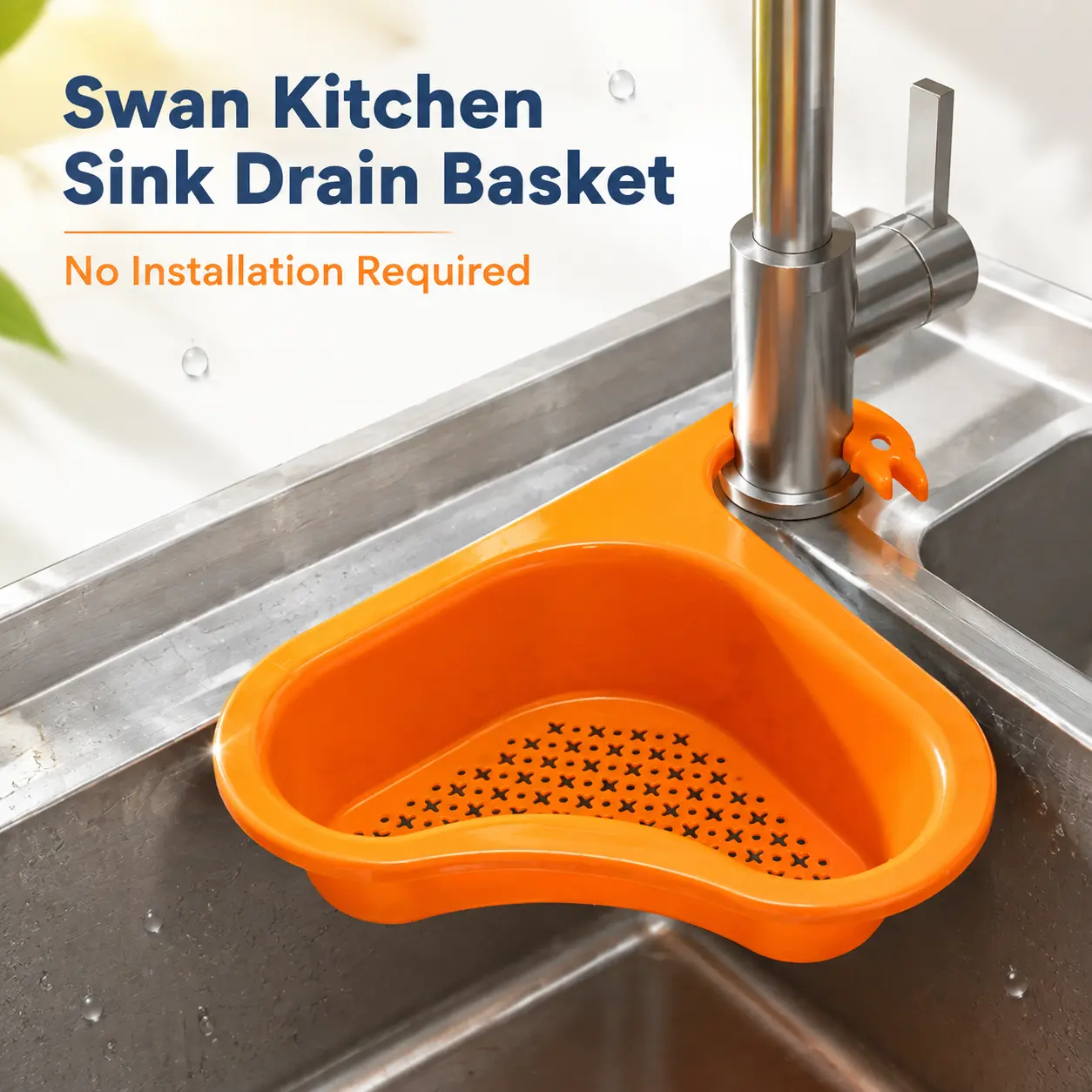 Kitchen sink drain basket swan drain rack, swan drain basket for kitchen sink, multifunctional drainer rack triangle Sink Filter vegetable and fruit drainer basket 4 PCS