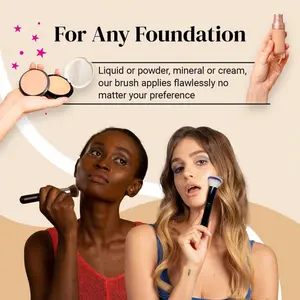 1pc 2pcs Flat Head Fibre Bristles Makeup Brush For Foundation, Blush, Powder, Multi-Function Loose Powder Brush, Soft Bristles, Easy To Use For Daily Makeup brushes