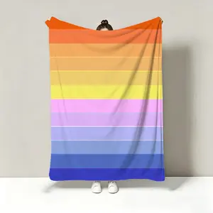 Flannel blanket with printed cotton-silk texture, simple striped lines, popular for all ages, office nap small blanket, shawl, sofa cover, air-conditioning blanket, plush children's small blanket