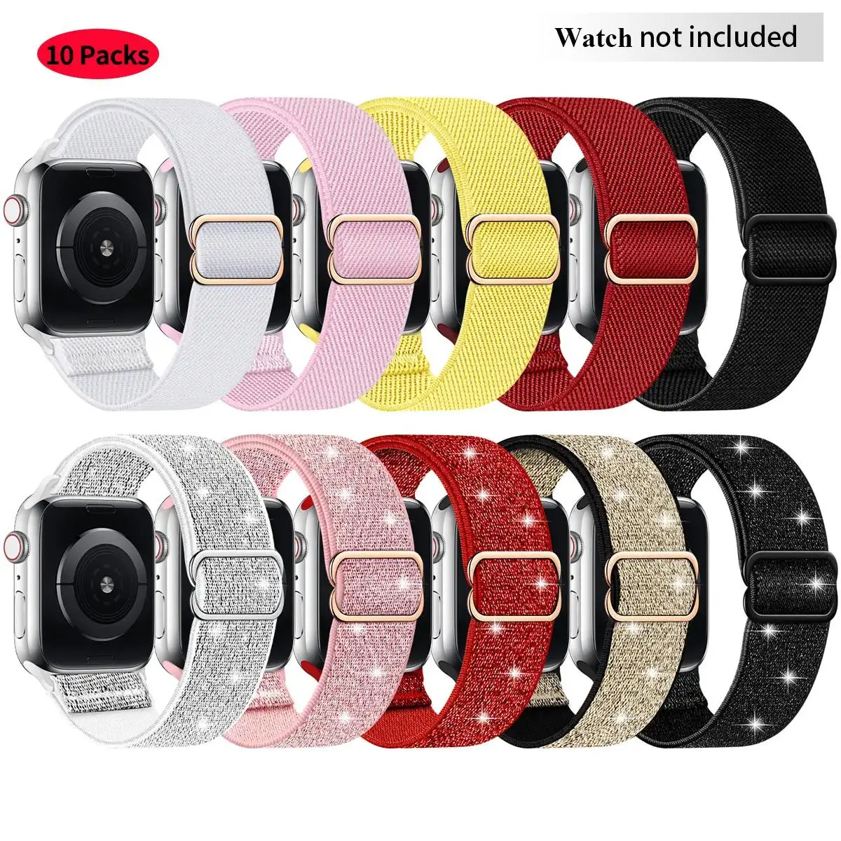 Nylon Smart Watch Strap (Only Band), Adjustable Elastic Breathable Watch Band, Stylish Smart Watch Replacement Watchband Suitable for Apple Watch