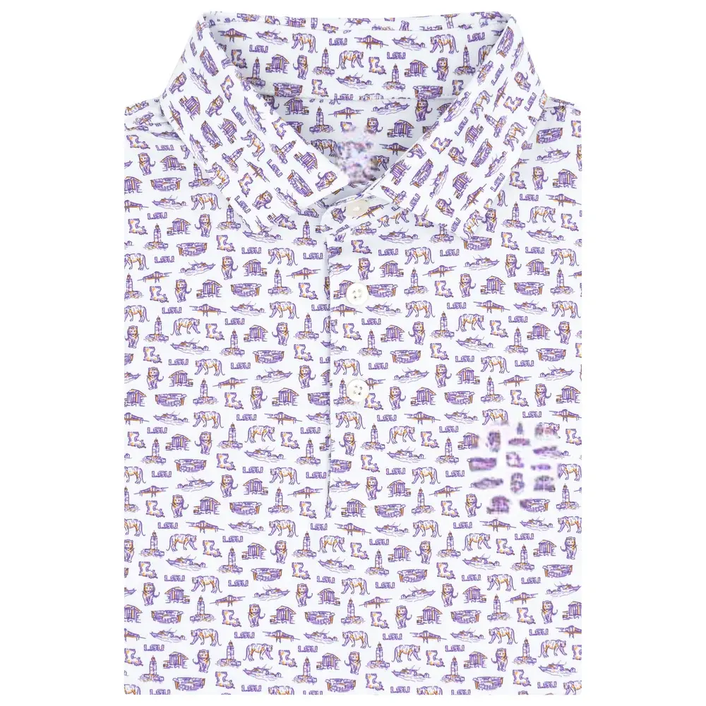 The LSU College Town Men's Short Sleeve Collegiate Polo, Polo 3D Unisex, Gif For Him