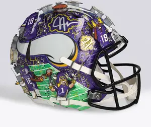 Justin Jefferson Minnesota Vikings Autographed Riddell Speed Authentic Helmet - Art by Charles Fazzino - WN55916228 - Fanatics Authentic Certified