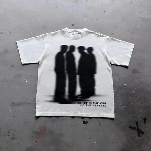 Street Atmosphere Virtual Shadow Characters Shadow Graphic Cotton T-Shirt, grunge y2k emo scene tapout goth amity affliction style clothes, Unisex T-shirt