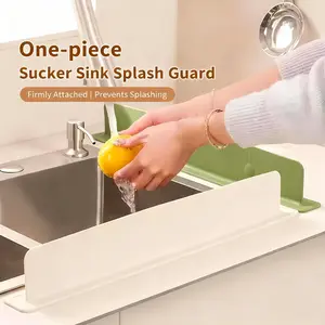 Kitchen Sink Silicone Splash Guard, Non-Slip Easy Clean Countertop Divider, Large Suction Cups, Fits Standard Sinks, Home & Restaurant Use
