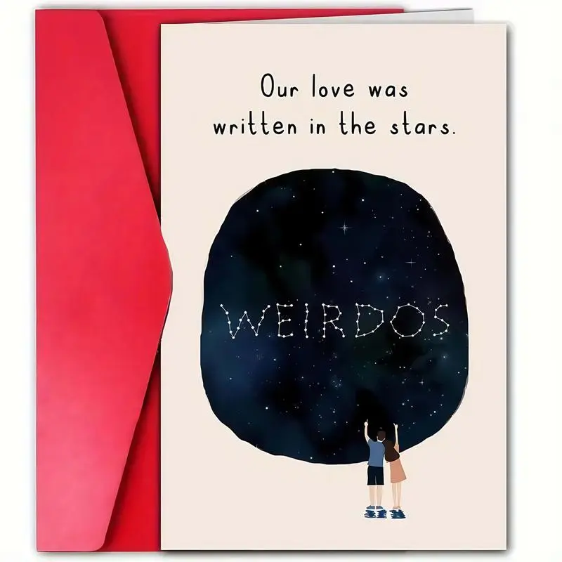 Funny Anniversary Card for Husband & Wife, Starry Design, Includes Envelope, Perfect Gift for Couples, Vertical Layout, Custom Message Card, Vertical Cards