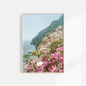 (No Frame) Positano Beach Print | Amalfi Coast Print | Vintage Italy Wall Art Poster Decoration Room