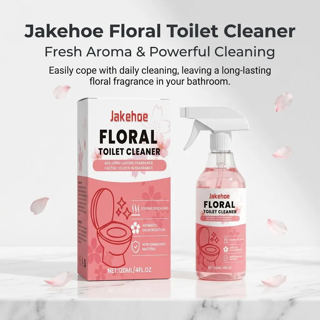 Floral Toilet Cleaner Spray — Fresh Scent Toilet Bowl Cleaner for Stains & Odors, Long-Lasting Aroma, Easy Spray & Scrub, 120ML