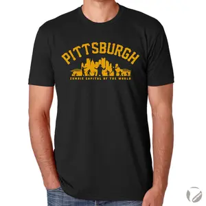 Pittsburgh Zombie Capital Vintage Style T-Shirt Hand Screen Printed in Pennsylvania Premium Fit Poly Softspun Cotton Blend Fast Shipping   Unisex Top
