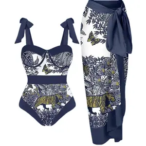 Swim Curve 2pcs/set Plus Size Women's One-piece Swimsuit