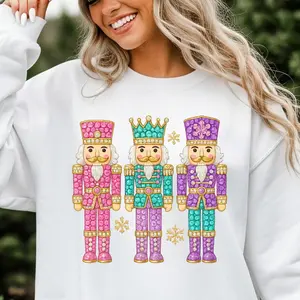 Bling Nut Cracker Trio Sweatshirt, Christmas Crewneck, Trendy Style