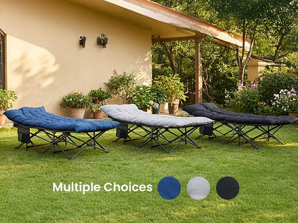 Camping Cot for Adults, 6 Angle Adjustable Folding Camping Bed with Mattress, Foldable Camping Bed for Camp, Office, Outdoor, Lightweight Camping Cot Supports 450 lbs