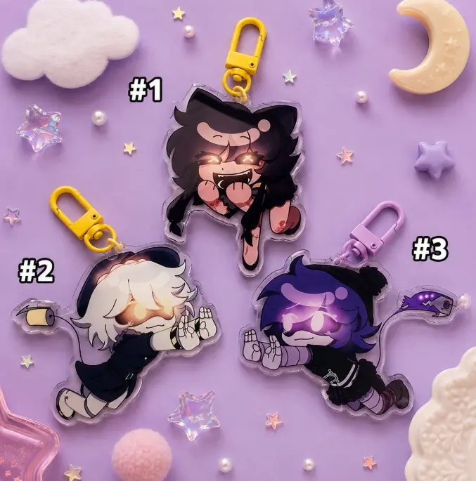 Sci-Fi Drone Character Magnetic Acrylic Keychain, Cute Anime Bag Charm, Fan Keyring-double size