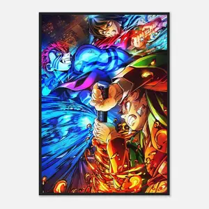 [Sale off up to 50%] [No frame, Free Ship] Demon Slayer Infinity Castle Poster | Tanjiro & Giyu vs Akaza Wall Art | Anime Battle Scene Framed Print | Japanese Anime Room Decor