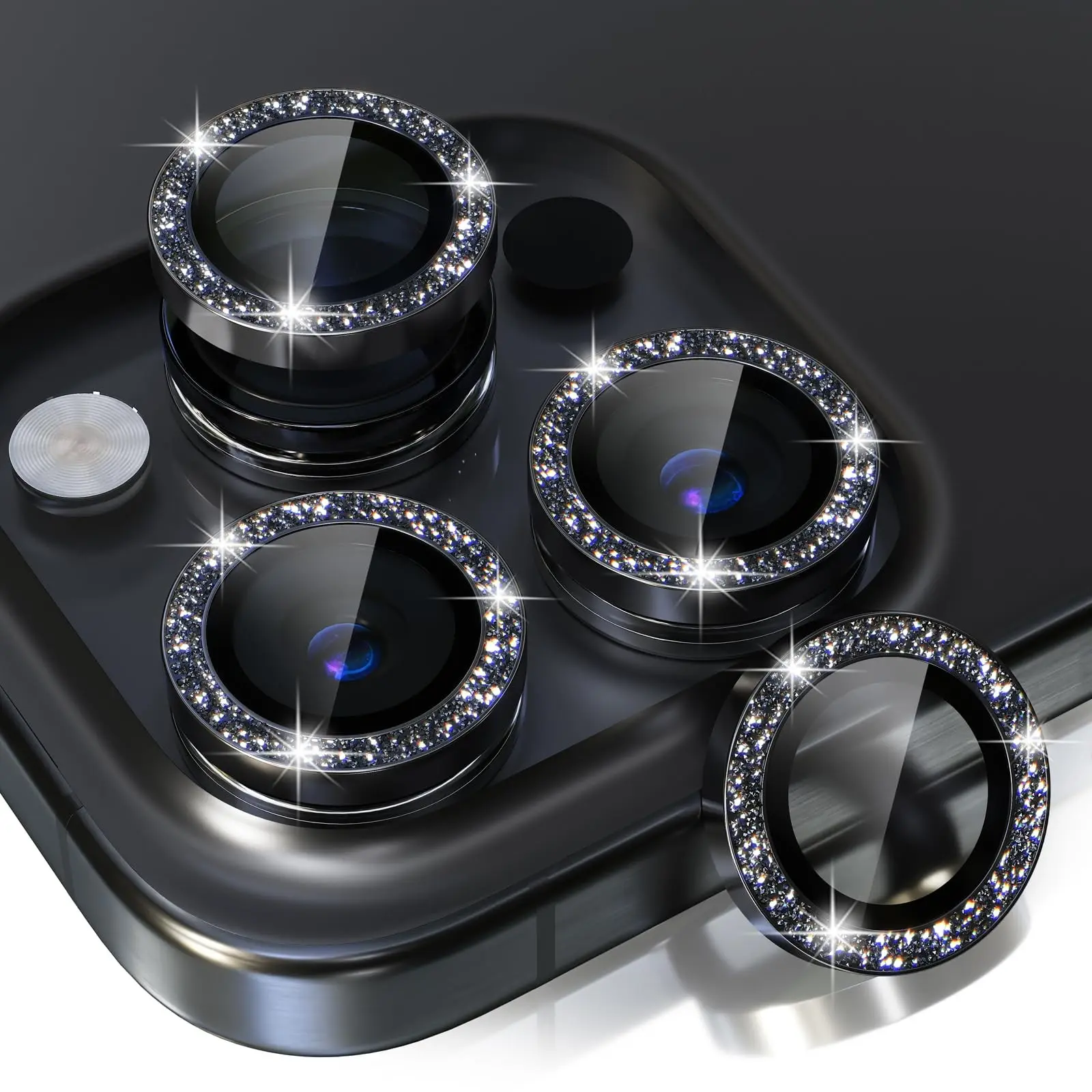 Camera Lens Protector Compatible for iPhone 15 Pro/iPhone 14 Pro/iPhone 15 Pro Max/iPhone 14 Pro Max, 9H Tempered Glass Camera Cover Metal Ring Decoration Accessories Cellphone 3PCS, Protective Mobile Accessory, Stylish Cellphone Accessory