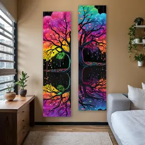 Colorful Tree Pattern Wall Tapestry, 2 Counts/set Creative Modern Hanging Tapestry, Durable Decorative Tapestry, Wall Art Decor for Home Living Room Bedroom Office