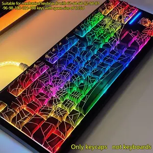 Spider Web Design Keyboard, Creative Colorful Keyboard with Only Keycaps, Keyboard for Gaming, Office, Home, Gaming Accessories, Rgb Backlight Keycap