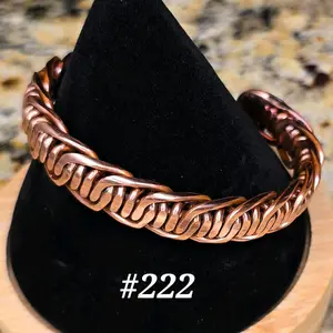 #222 Pure Copper 5 5/8" x 1/2" Handmade Cuff Bracelet Unisex Artisan Jewelry Open Cuff Design Gift Ready Durable Stylish Everyday Wear Handwoven