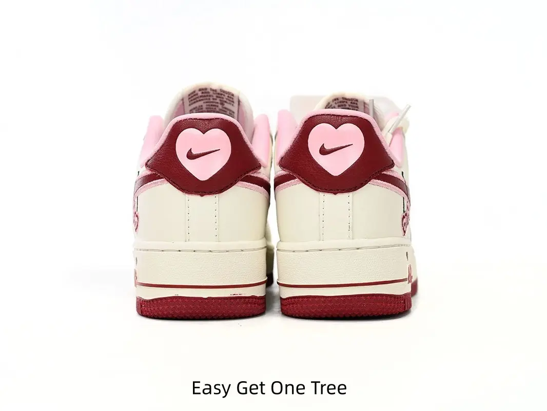 Premium Smooth Cream White Leather Low Top Cushion Skate Trainers, Cute Cherry Heart Embroidery Burgundy Accent Flat Sole For Dating Soft Girl & Daily Street Outfits #LowTopSneakers #FashionKicks #GirlShoes