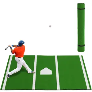 Baseball Batting Mat with Home Plate, Softball Hitting Mat with Home Plate, Anti-Slip Batters Box Turf Mat, Fade-Resistant Realistic PE Grass, Durable PU Foam Base, Indoor Outdoor Training Pad for Baseb