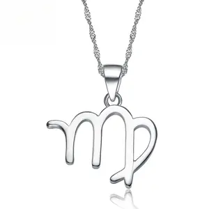 “S925 Sterling Silver Glossy Twelve Constellation Pendant Necklace – Simple Couple Unisex Birthday Gift, Fashion Personality Accessories”