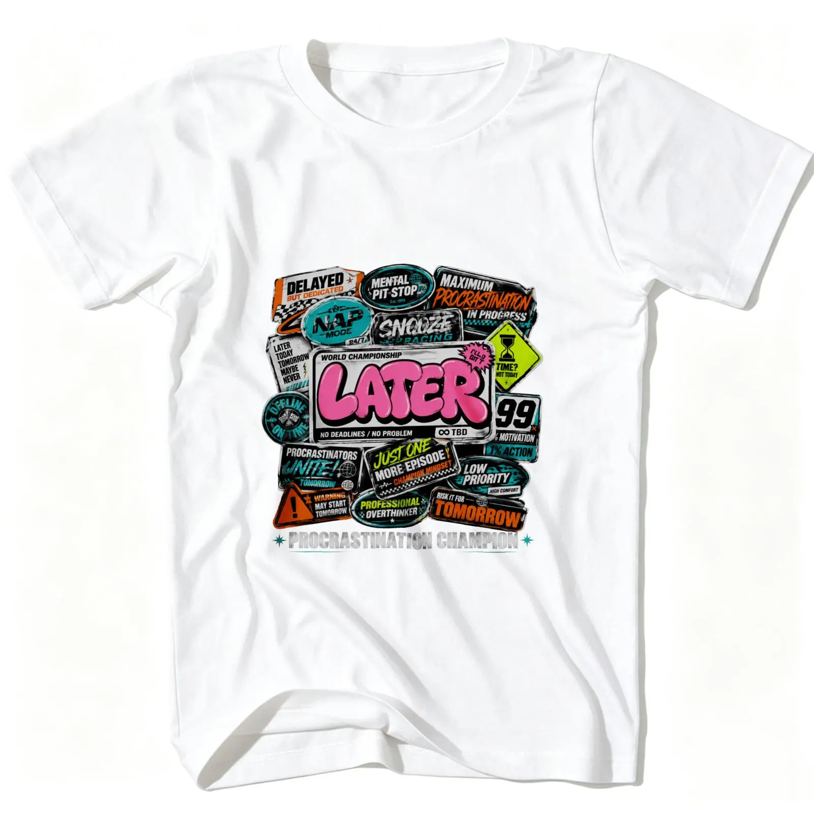 Carpesun Funny Procrastination Quote Graphic Tee Cotton Short Sleeve Casual Wear Unisex Gift For Students Office Workers Gamers