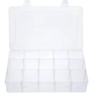 15 Large Grids Clear Plastic  Box Organizer Storage Container with Removable Dividers (15 Grids - Clear)