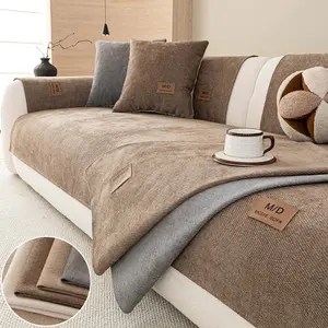 Solid Color Sofa Cover for Couch, Non Slip Sofa Cushion Cover, Couch Protector, Dustproof Sofa Protector, Washable Sofa Protector, Chenille Sofa Pad, Pet-friendly Furniture Protector for 1-4 Seater, Sectional L Shaped Corner Sofa Cover, Sofa Throw
