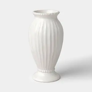 Tall Beaded Ceramic Vase Ivory - Threshold