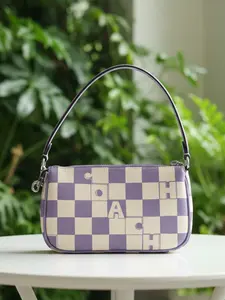 Pre-owned COACH LEATHERWARE EST. 1941 Coated Canvas Shoulder Bags Coach Purple Checkered Nolita