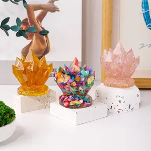 Natural Crystal Resin Reiki Stone Cluster for Home & Office Decor, Amulet & Feng Shui Sculpture for Positive Energy & Aesthetics