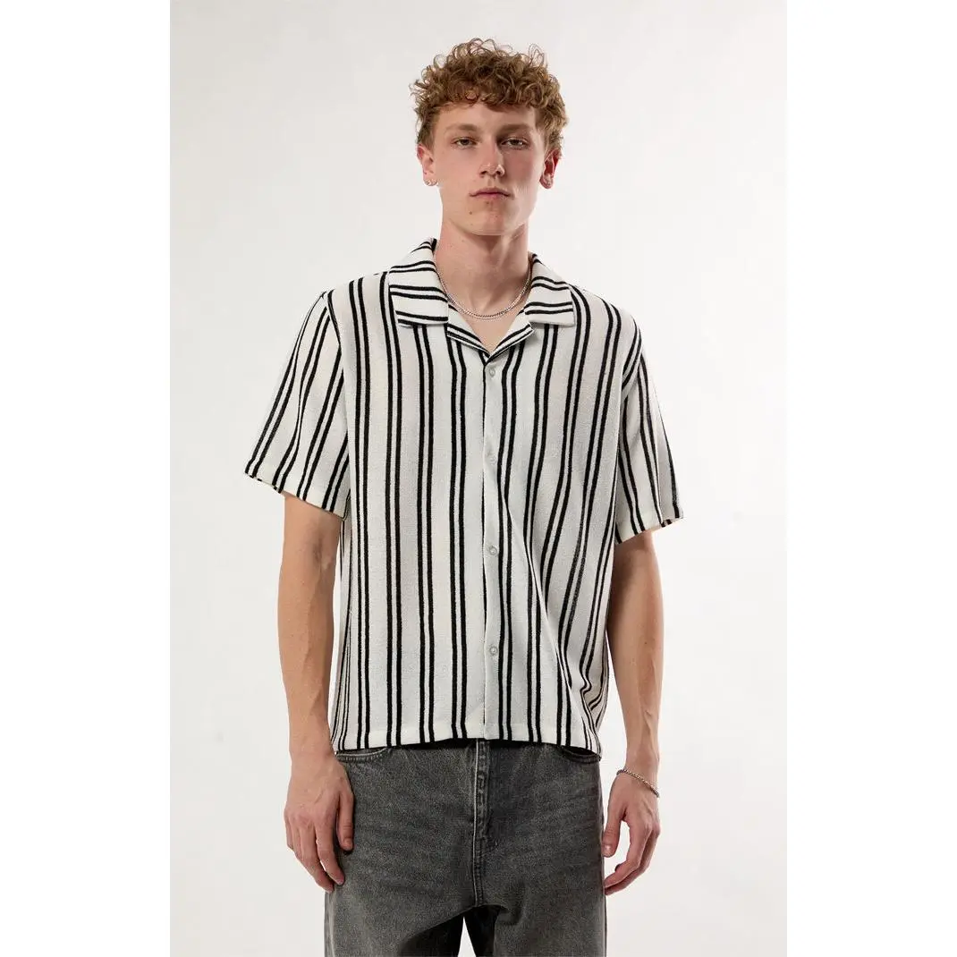 Pacsun Men's Iron Striped Textured Camp Shirt